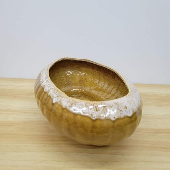 MCM Golden Brown & Cream Drip Glazed Large Planter Pot - Picture 3 of 11